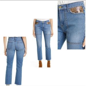 FRAME DENIM Rattler Snake Skin Straight Jeans